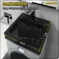 Раковина над стиральной машиной Стандарт 50 черный мрамор, 600х500