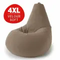 Кресло мешок Bean Joy, пуфик мешок, бескаркасное кресло, размер 4XL, мебельный велюр, бежевый