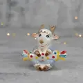 Елочная игрушка/символ года Козочка с конфетой в горошек. Фарфор