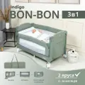 Манеж, кровать и кроватка приставная 3 в 1 Indigo Bon-Bon PN02, 2 уровня, с рождения, складная с сумкой переноской, зеленый