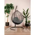 Кресло кокон M-GROUP Капля с ротангом, серое/серая 98х186 см, до 120 кг