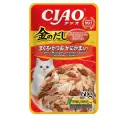 6 шт INABA CIAO Влажный корм (пауч) для кошек, тунец магуро и тунец кацуо с крабом сурими, 60 гр.