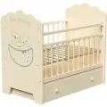 Кроватка детская для новорожденных ВДК Love Sleeping с маятником и ящиком, массив березы, слоновая кость