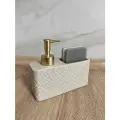 Кухонный диспенсер Kitchen для моющего средства , дозатор для мыла с губкой, рельефный бежевый