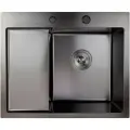 Мойка Раковина для кухни из нержавеющей стали AFLORN 58*48 см. крыло слева. Сталь SUS304. Цвет графит В комплекте сифон с переливом.