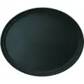 Поднос прорезиненный овальный Prohotel 590х490х30мм, пластик, черный