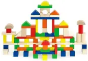 Развивающие игрушки из дерева Viga Toys Конструктор блочный цветной (100 деталей) в ведре 50334