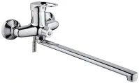 Смеситель РМС SL55-006E для ванны с душем с поворотным длинным изливом, однорычажный, настенный, хром