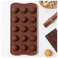 Форма для льда и кондитерских украшений Доляна Рондо, 21х10,5х3 см, 15 ячеек, цвет шоколадный (1 шт.)