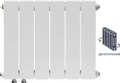 Радиатор Equation 350/90 6 секций двухсторонний нижнее подключение биметалл белый