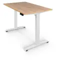Компьютерный стол STOLSTOYA для работы сидя и стоя BAZALT белый, столешница ЛДСП Дуб светлый 145x80x122 см