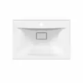 Мебельная раковина Paola Elegante 650 встраиваемая, из литьевого мрамора, раковина для ванной, со сливом-переливом, белая, прямоугольная