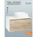 Тумба с раковиной подвесная Runo Бари 80, крафтовый дуб (раковина Ovale)
