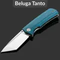 Складной нож Petrified Fish Beluga Tanto PFP01TBMW, сталь K110, рукоять Micarata
