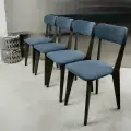 Стулья для кухни SANYAK комплект 4 шт деревянные мягкие со спинкой для обеденной зоны, велюр, Синий