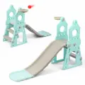 Горка детская пластиковая с баскетбольным кольцом Башня, для детей 1.5-4 лет, мятный цвет
