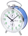 Будильник механический громкий с кнопкой отключения наверху гранат М 206-3 цвет синий, высота 10 см