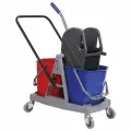 Тележка уборочная для уборки Brabix, 2 съемных ведра 17 л, механический отжим, пластиковый каркас, 606660