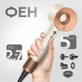 Профессиональный фен для волос Hair Dryer, 3 режима, 5 магнитных насадок, белый с золотом