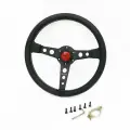 Руль MOMO Prototipo style вынос 30мм кожа черный, красная кнопка с черным текстом