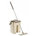 Комплект для уборки полов Триумф / Швабра и ведро с отжимом 8 л, 2 насадки из микрофибры