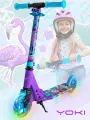 Самокат детский складной Yoki COLIBRI, светящиеся колёса и дека, фиолетовый