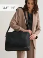 Сумка для ноутбука KINMAC 13 и 14 дюймов с ремнем не плечо и 3 отделениями (Черная экокожа)