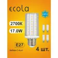4 шт. Лампа Экола кукуруза E27, Ecola LED светодиодная 17W, 2700K теплый белый свет, 220V