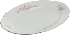 Блюдо овальное 26 см; Bernadotte, декор Бледные розы, отводка платина, Thun/ БТФ0272