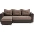 Угловой диван-кровать Ария раскладной 225х78х150 см левый угол Корфу коричневый и экокожа шоколад