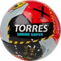 Мяч футбольный Torres Junior-3 Super, F323303, р.3, ПУ, 4 слоя, 12 панелей, гибридная сшивка, красно-черно-серый