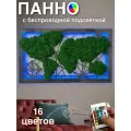 Панно на стену для интерьера со мхом Карта мира с подсветкой RGB