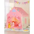 Палатка детская Замок, для девочек и мальчиков, розовая и белая, с занавеской, металлический кронштейн
