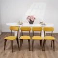 Стулья для кухни SANYAK комплект 4 шт деревянные мягкие со спинкой для обеденной зоны, велюр, Горчичный
