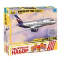 Сборная модель ZVEZDA Региональный пассажирский авиалайнер Superjet 100 (7009ПН) 1:144 разноцветный