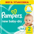 Подгузники Pampers New Baby-Dry для малышей 4-8 кг (размер 2) 144 шт.