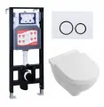 Комплект 3 в 1 инсталляция ESBANO FRAM + Унитаз подвесной Villeroy & Boch O Novo Directflush + кнопка белая глянцевая