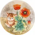 Тарелка декоративная из керамики Lefard Котенок и маки 20,5 х 2,5 см