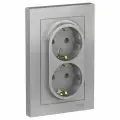 Розетка Systeme Electric (Schneider Electric) 2-я 2P+E, шторки 16А, алюминий ATLAS DESIGN (комплект 8 шт)