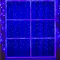 Гирлянда «Занавес» 2 × 1.5 м, IP44, УМС, тёмная нить, 360 LED, свечение синее, 220 В