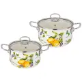 Набор кастрюль Agness эмалированных серия секретные ингредиенты, 4пр. 2,0л и 2,8л, 18х11см, 20х12см