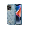 Guess для iPhone 14 Pro Max чехол PU 4G Script metal logo Hard Blue