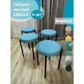 Табурет мягкий, обивка из ткани CIRCLE бирюза 4шт (чёрный каркас)