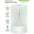Душевая кабина Domani-Spa Delight Slim 99 high, белые стенки, стекло прозрачное, размер 90х90х218см