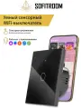 Умный сенсорный WiFi выключатель с Алисой 1 клавиша, Tuya, черный, универсальный без нуля и с нулем