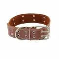 HOMEPET Ошейник для собак С украшениями, двойной, кожаный, простроченный, коричневый, 59-71 см