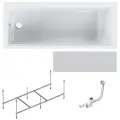 Ванна акриловая AM.PM Ray, 170x70 см комплект 4в1: с каркасом, фронтальной панелью и слив-переливом