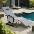 Шезлонг качалка анатомический из стали и текстилена Рипозо, серый