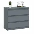 Комод три ящика Мори МК800.1 цвет графит, ШхГхВ 80,4х41х73 см.