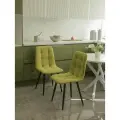 Мягкие стулья Тедди для кухни и комнаты со спинкой / 4 шт, нежно-зеленый